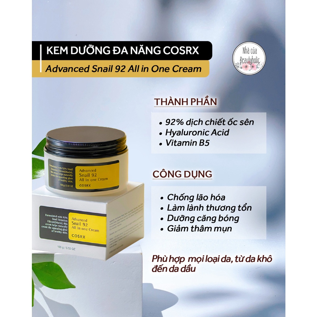 Kem dưỡng ốc sên COSRX ADVANCED SNAIL 92 ALL IN ONE