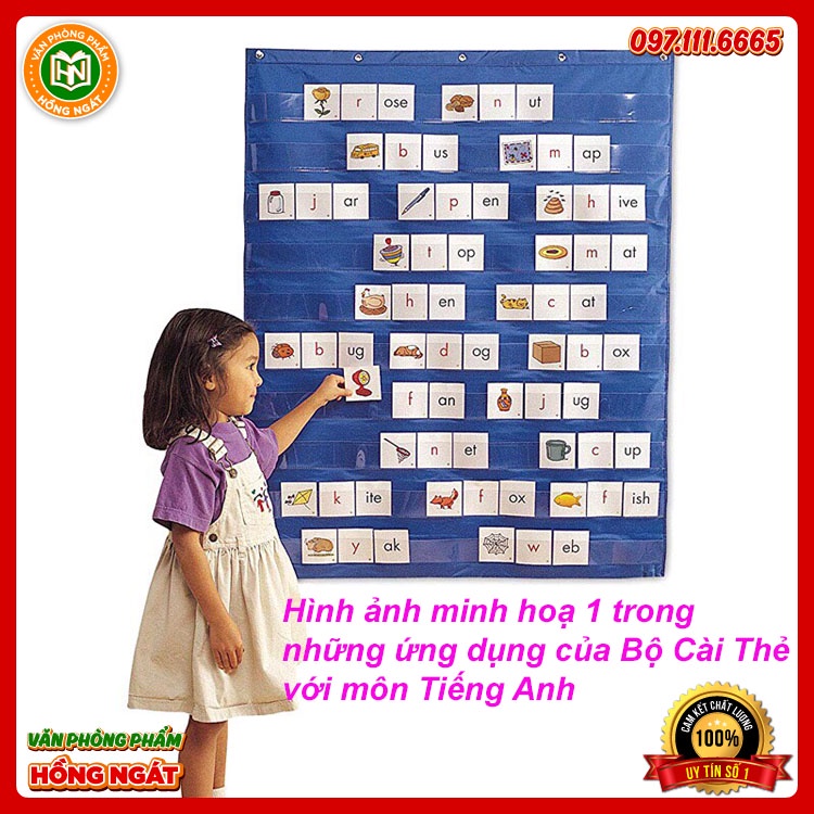 Bảng cài thẻ pocket chart 10 tầng, đồ dùng học tập giáo cụ dạy học tiếng anh văn phòng phẩm GC19