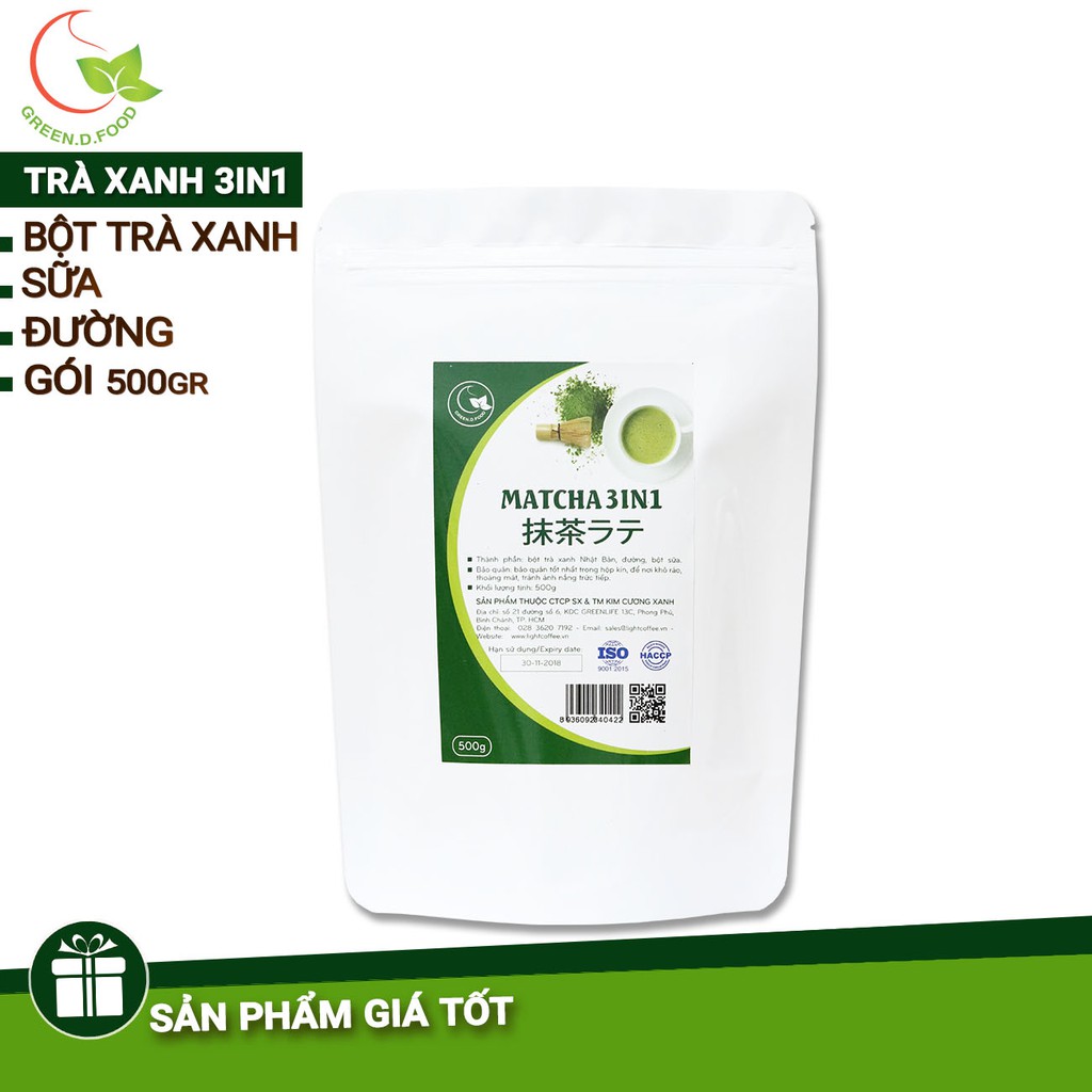 [Mã FMCGM25 - 10% đơn 150K] Combo Bột Trà xanh sữa (gói 100g + Gói 500g) GreenD Food