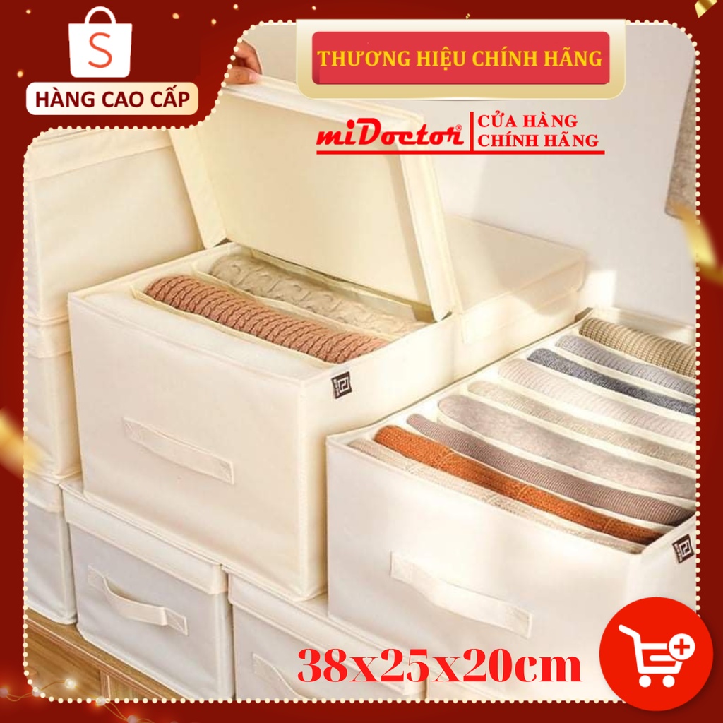 Combo 2 hộp vải đựng quần áo HQ2 chia 7 ngăn gọn gàng tiện lợi chất vải Oxford cao cấp miDoctor