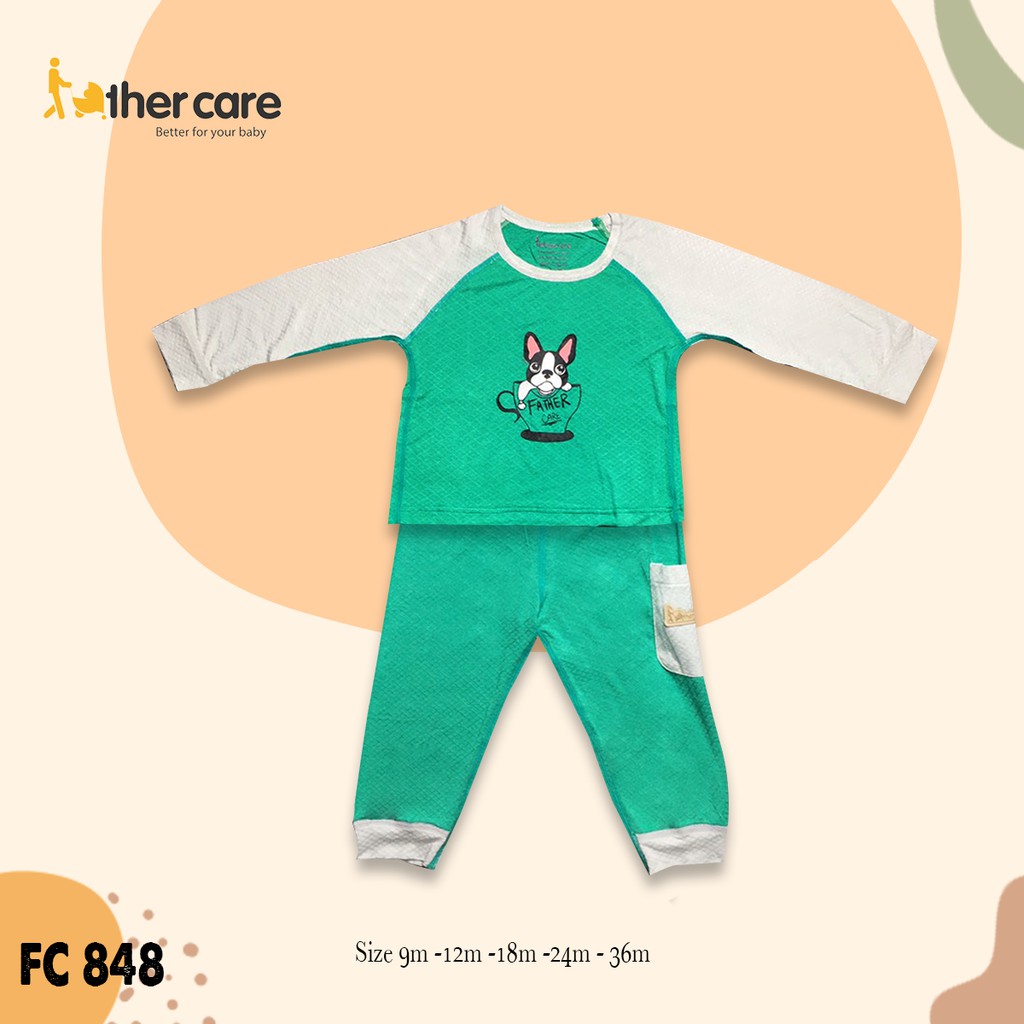 Bộ Quần áo trẻ em FatherCare Raglan DT - Cún tách trà FC848