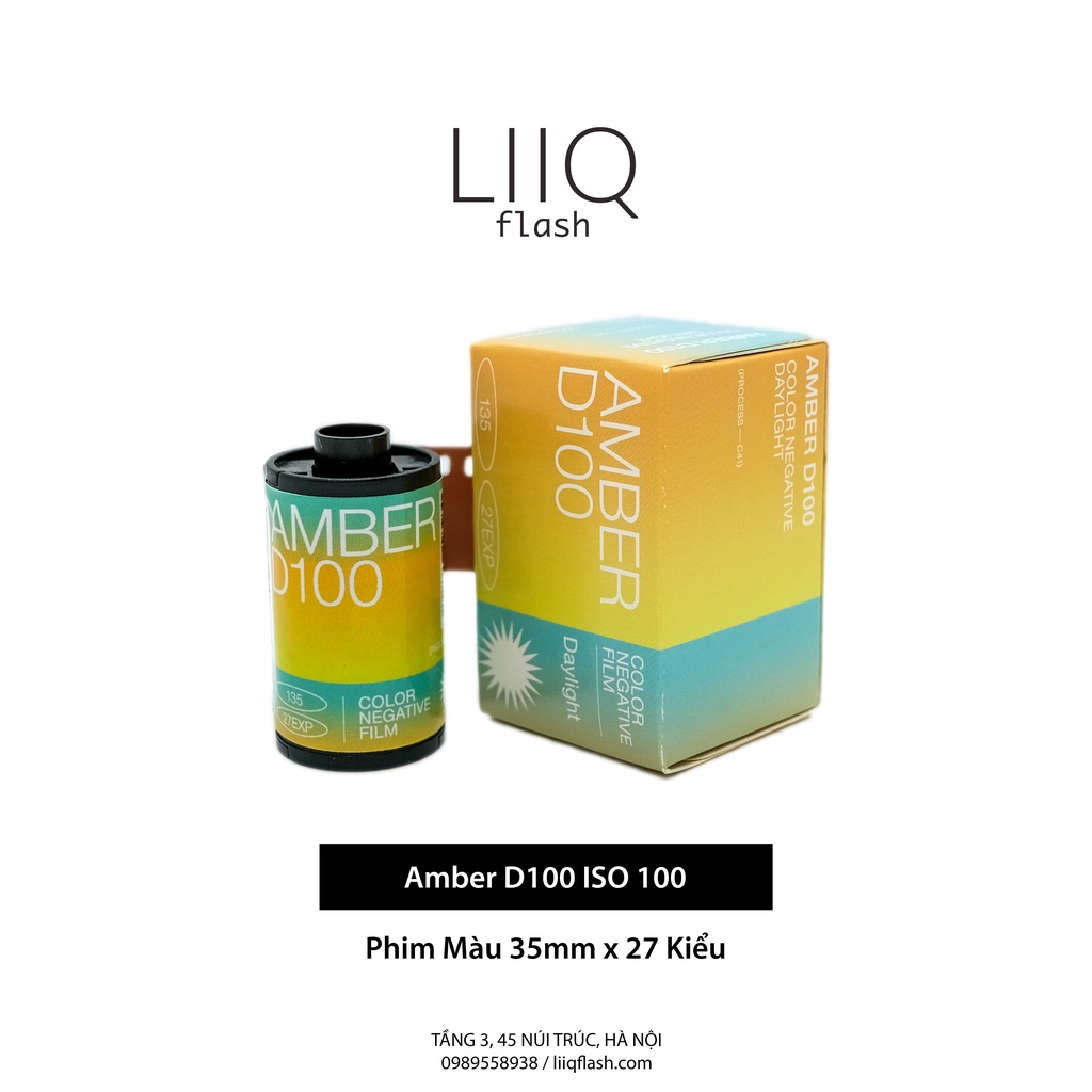 Phim Amber D100 ISO 100, Màu Color, 135/35mm x 27 Kiểu, In Date Cho Máy Chụp Ảnh Film - LIIQ Flash