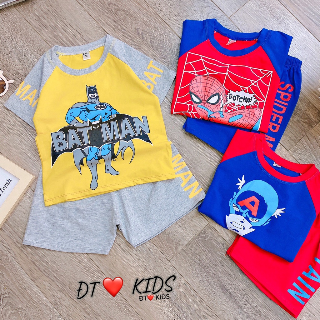 Bộ đồ siêu nhân anh hùng Vải cotton tàu co giãn 4 chiều thấm hút mồ hôi cho bé từ 6-22kg.