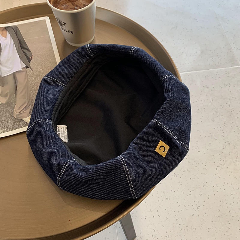 Mũ Beret Chất Liệu Denim Phong Cách Hàn Quốc Thiết Kế Mới