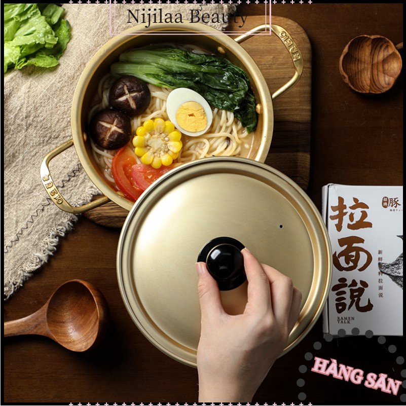 ❤️ Nitrogen071 Nồi nấu mì ramen trơn kiểu Hàn Quốc Khả năng dẫn nhiệt tốt di động có thể xếp chồng lên nhau nắp đậy cho Đi bộ đường dài cắm trại tại nhà