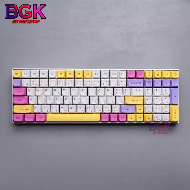 Bộ Keycap XDA PBT ICE CREAM 136 nút in dye-sub xinh xắn dễ thương cân được layout 68,84,98...