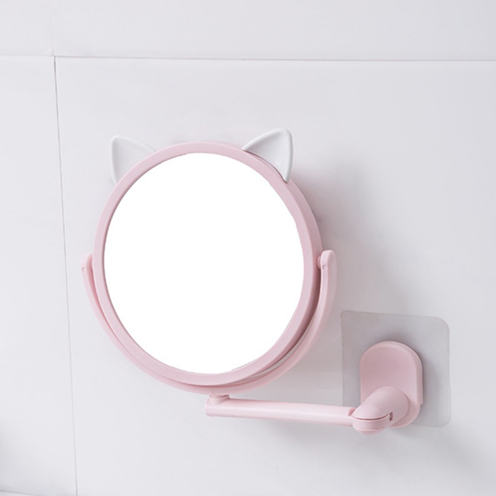Gương Trang Điểm Gắn Tường Xoay 360 Độ - Mẫu Tai Mèo Treo Tường Phòng Tắm Cute Bạn Gái
