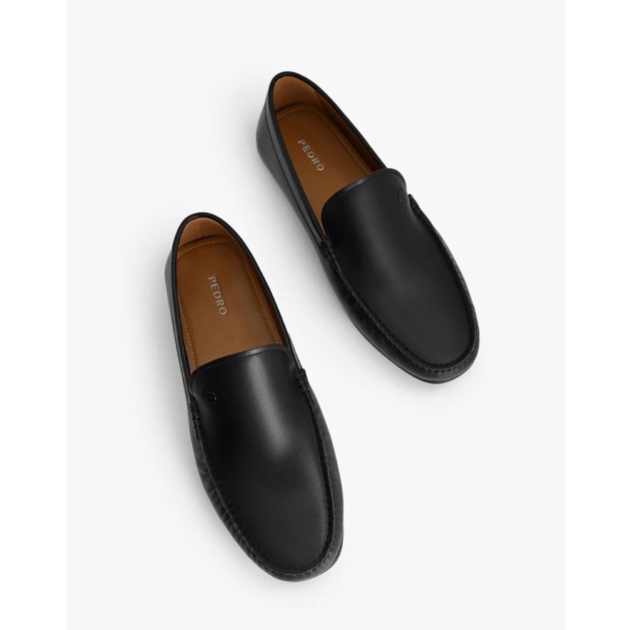 Giày công sở da bò PEDRO Casual Moccasins - Black cho nam, hàng siêu mềm - D2