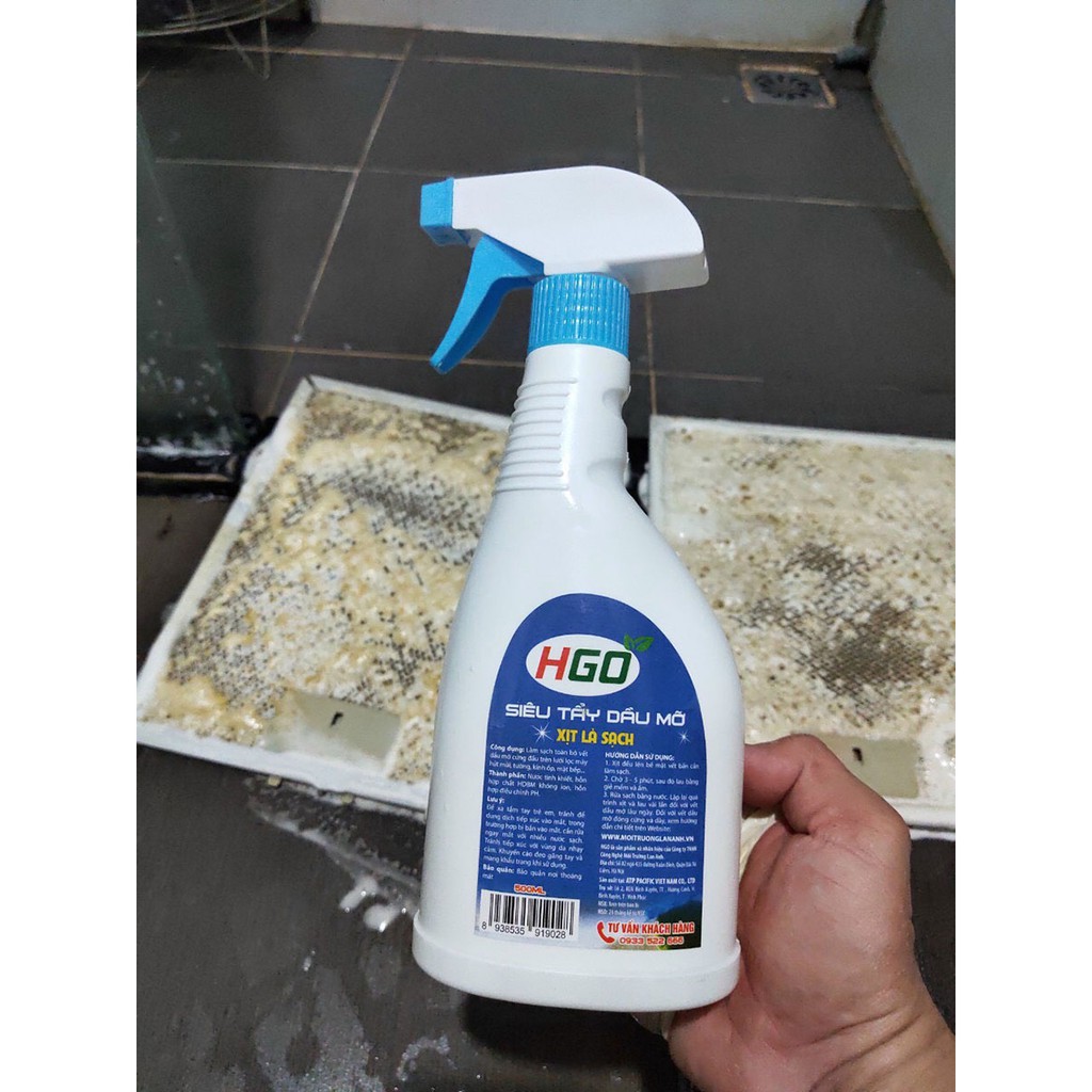 ( mm22 ) ( Hàng sẵn ) Tẩy dầu mỡ HGO tẩy dầu mỡ lưới lọc máy hút mùi, mặt bếp ga, bếp từ, tường gạch ốp. Chai 500ml MM22