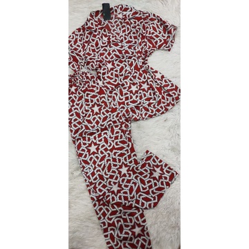 Bộ pijama tay ngắn quần dài vải satin