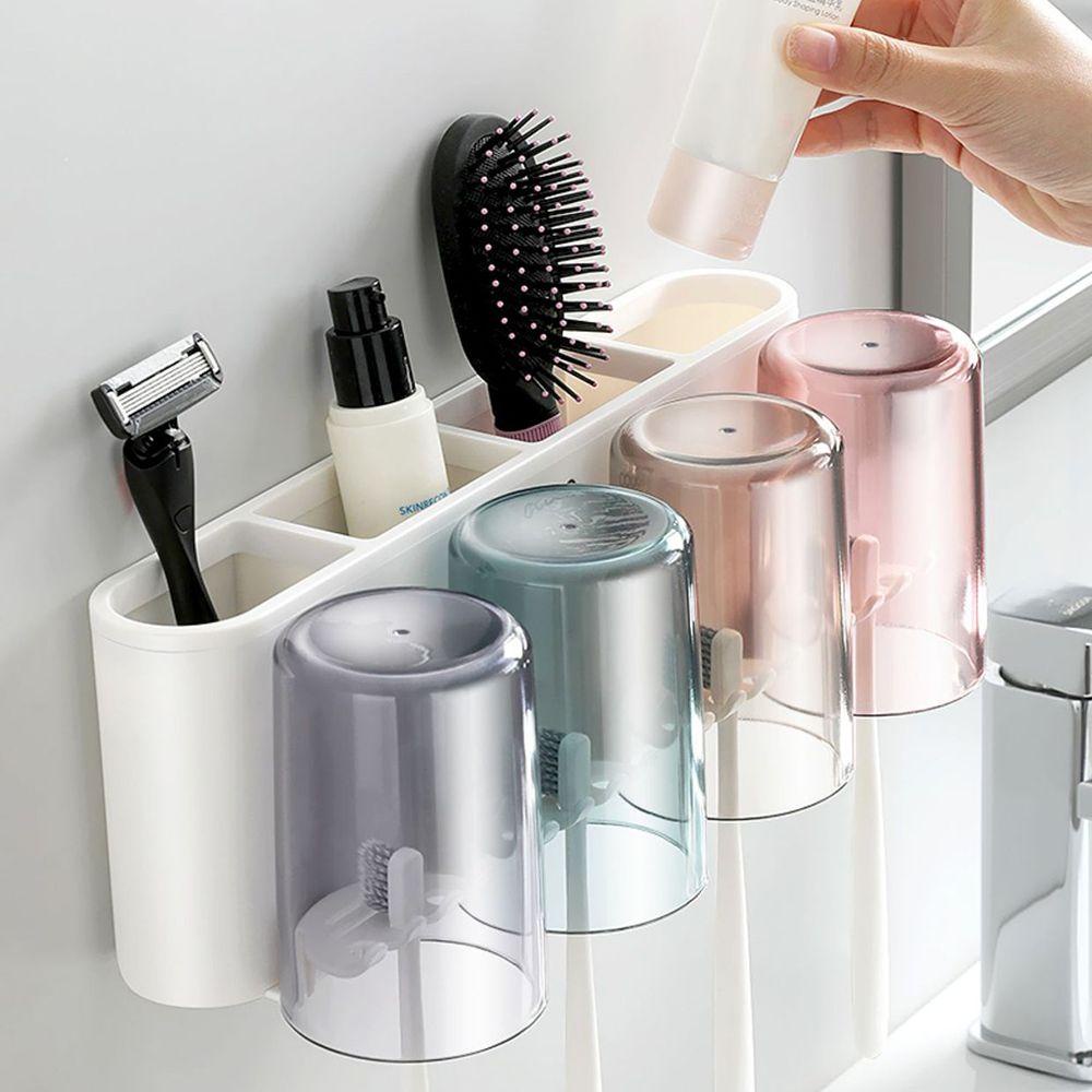 Giá Đỡ Bàn Chải Đánh Răng / Dao Cạo Râu Bằng Nhựa Tự Dính Thoát Nước