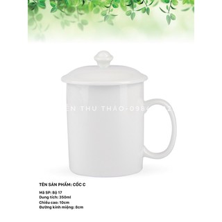 Ly cốc sứ trắng bát tràng - gốm sứ bát tràng in logo quà tặng