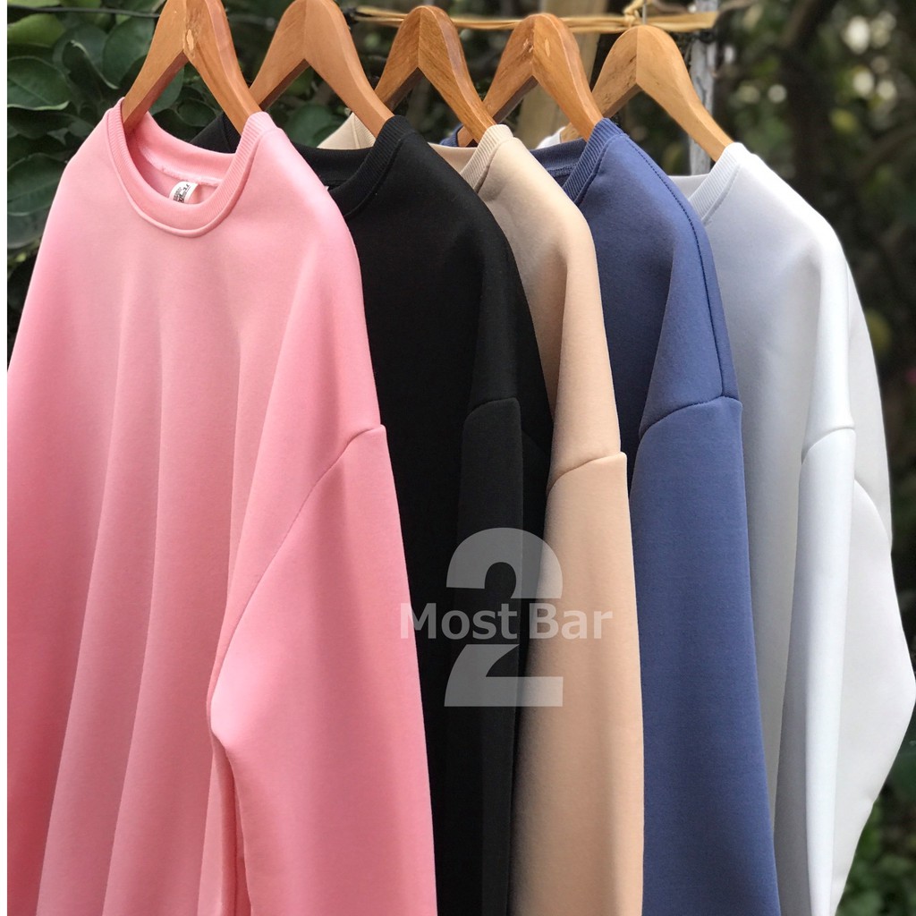 Áo sweater nỉ bông unisex nhiều màu size lớn phong cách Hàn Quốc, áo nỉ bông nam fullsize M-3XL (45kg, 90kg, 100kg)