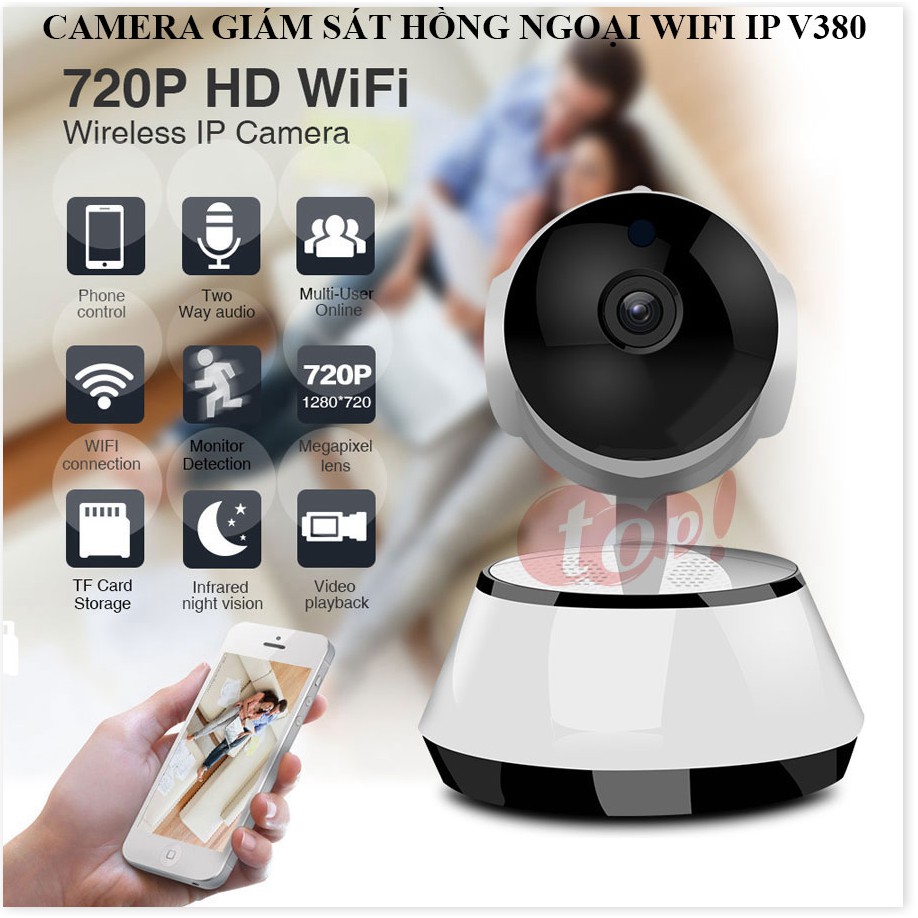 Camera Wifi Giá Rẻ V380 ✔Chính Hãng✔️ Kết nối không dây qua điện thoại, Đàm thoại 2 chiều, Xoay 360.