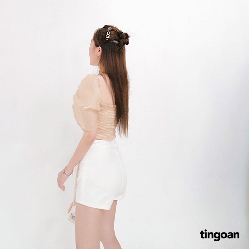 Áo croptop vạt chéo vai bông nude ALANIE TOP/ND | BigBuy360 - bigbuy360.vn