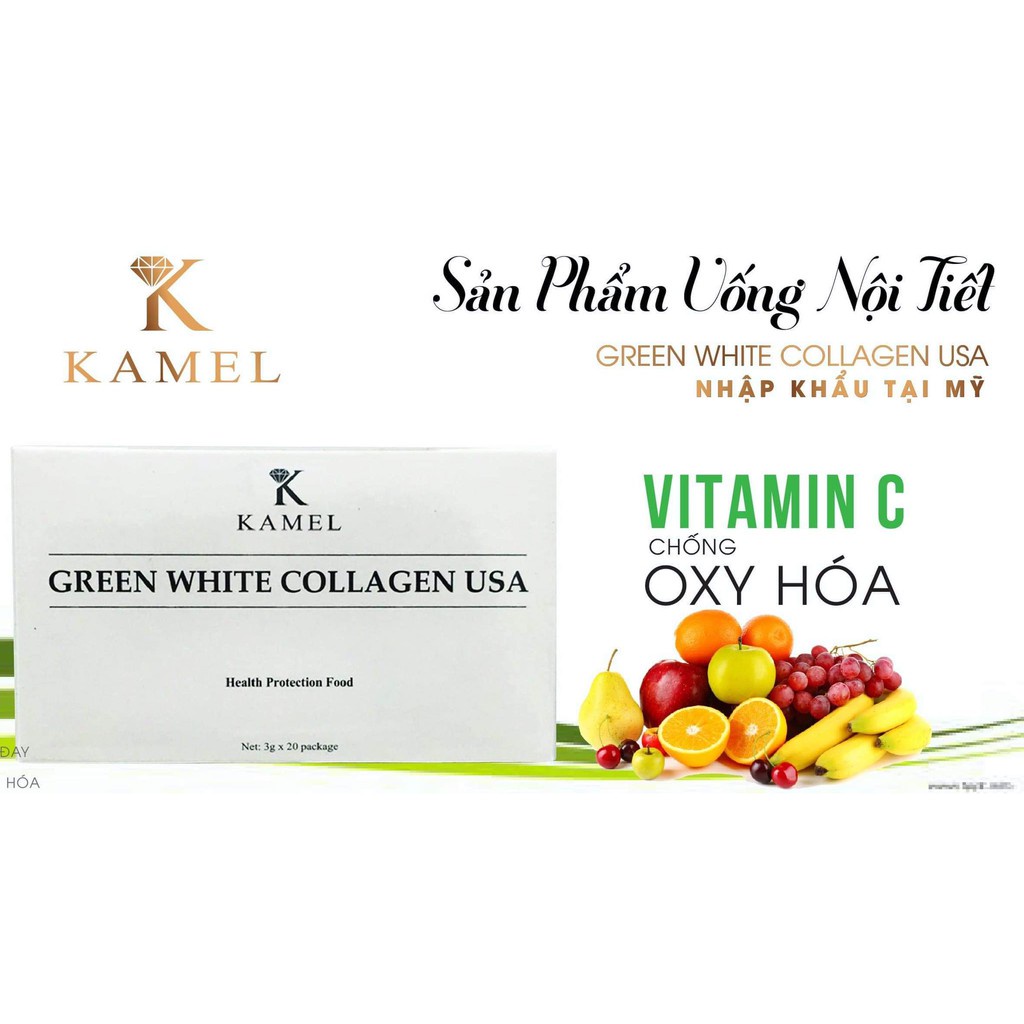 Uống Nội Tiết Nám Mụn Cân Bằng Nội Tiết, Giúp Da Trắng Sáng, Tăng Sinh Collagen - GREEN WHITE COLLAGEN USA KARMEL