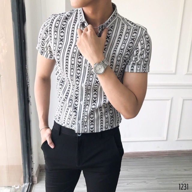 Sơ mi hoạt tiết thổ cẩm