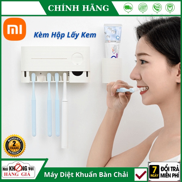 Máy khử khuẩn bàn chải đánh răng Xiaomi - Tặng kệ lấy kem đánh tự động, tia UV khử tới 99.99% vi khuẩn , bảo hành 2 năm