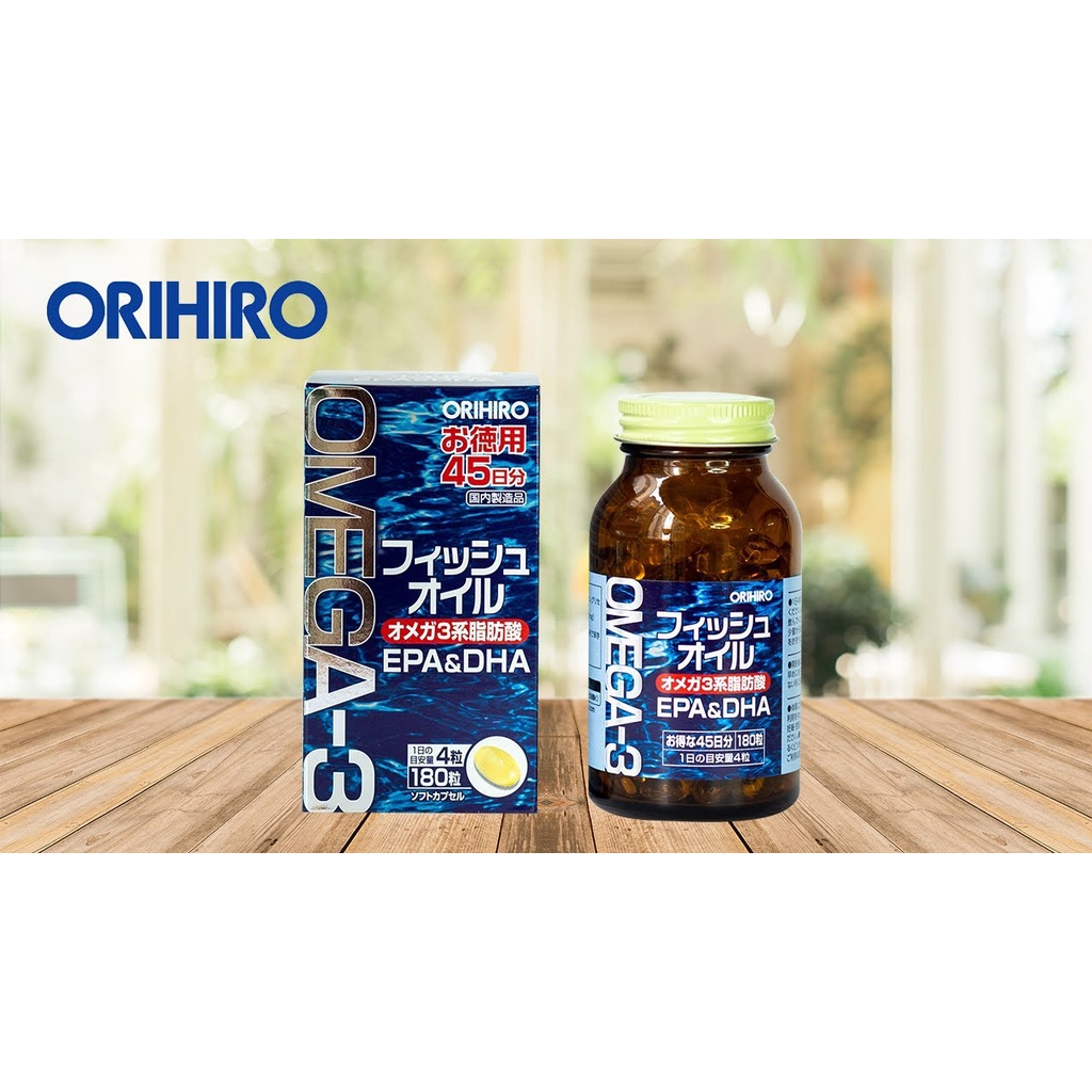 Dầu cá Omega 3 EPA & DHA Orihiro Nhật Bản hộp 180 viên