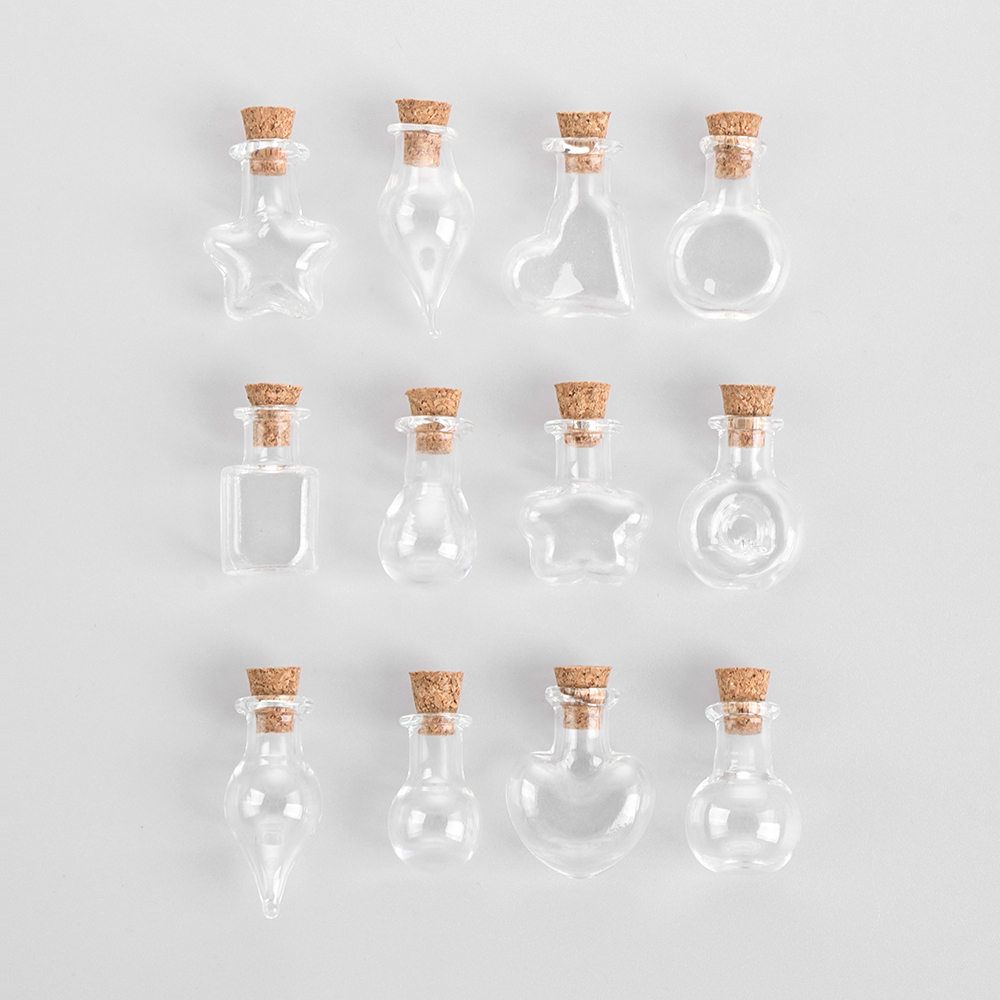 Set 5 Lọ Thủy Tinh Mini Có Nút Bần Dùng Đựng Trang Sức DIY