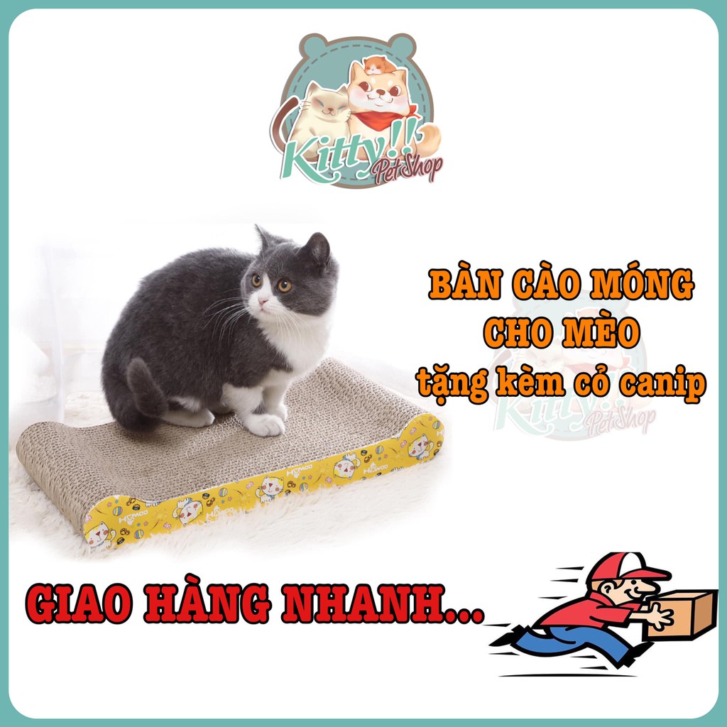 Bàn cào móng giấy dành cho mèo tặng kèm cỏ canip - phụ kiện thú cưng, bàn cào móng cho mèo - Kitty Pet Shop