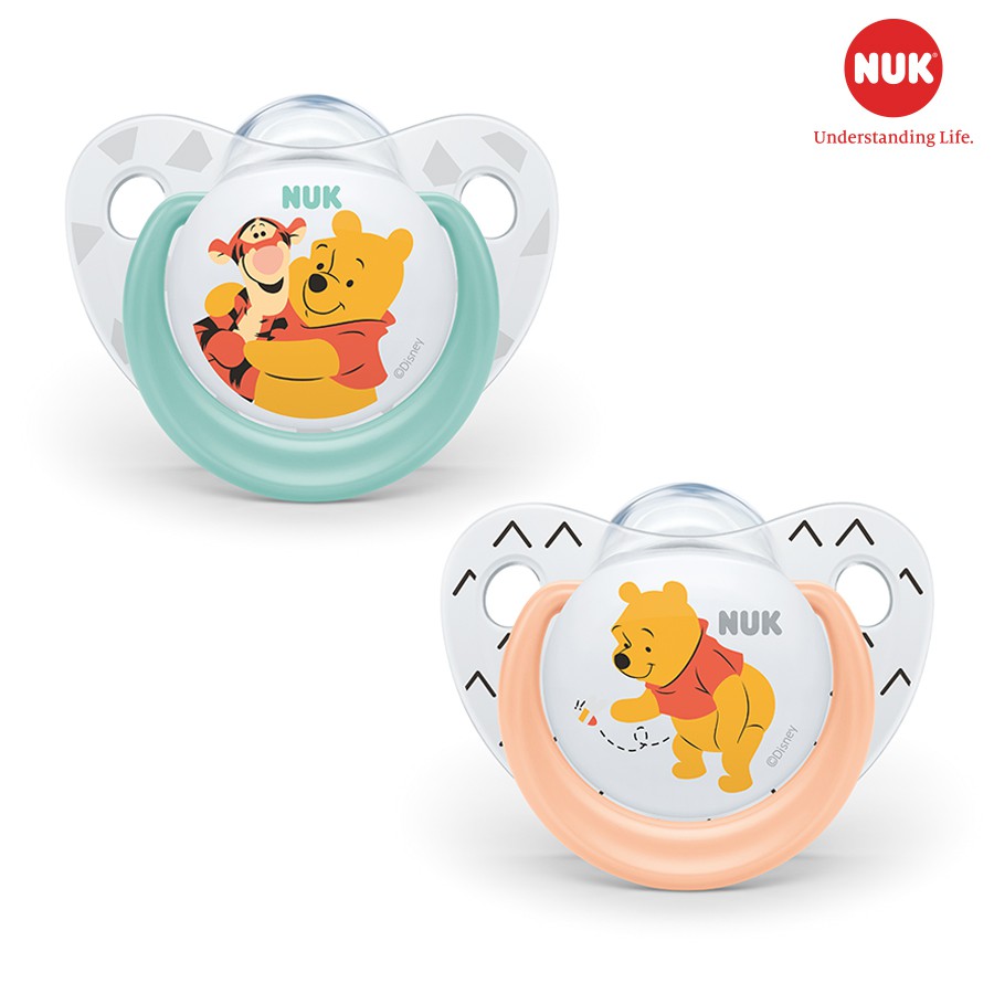 Bộ 2 ti giả NUK Silicone Mickey / Disney Sleeptime 6-18 tháng chính hãng