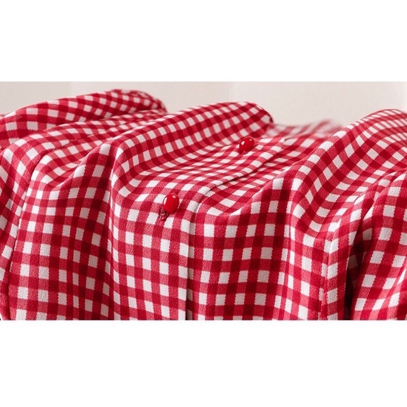 RA1369 Áo chiffon nữ hè thu tay lỡ caro hàng nhập