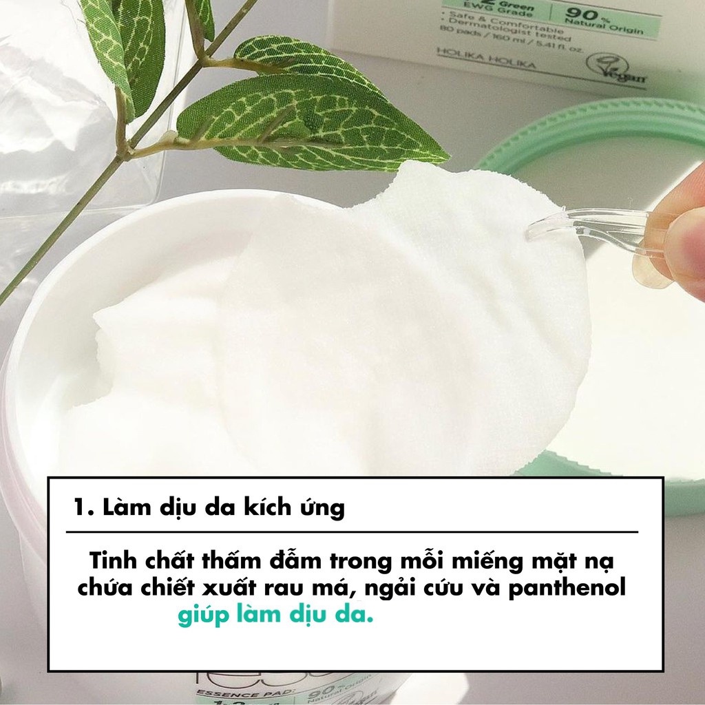 [Siêu Sale Cận Date]  Miếng đắp mặt Holika Holika Less On Skin Essence Pad làm dịu da 80 miếng - 7146