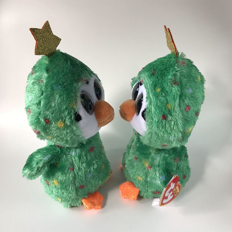 Chim Cánh Cụt Nhồi Bông Màu Xanh Lá Cây 15cm Trang Trí Giáng Sinh Dễ Thương