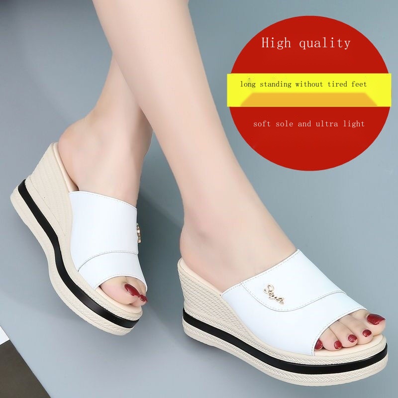 Dép Da Mềm Đế Dày Tăng Chiều Cao Thời Trang Mùa Hè 2022 Cho Nữ