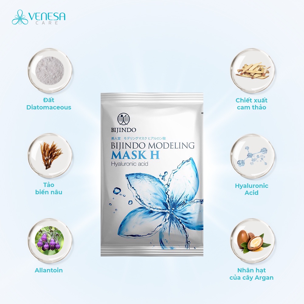 Mặt nạ dẻo làm trắng BIJINDO Modeling Mask H (Hyaluronic Acid), tăng cường oxy dưỡng ẩm, làm mịn da 40g