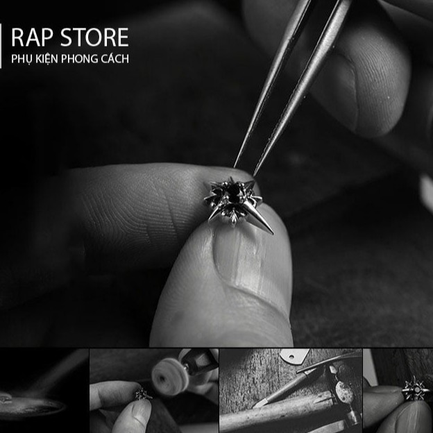 Khuyên tai nam nữ Hipster gai đính đá biểu tượng quyền lực, cá tính, phong cách, Cực Chất (HT3) - Rap Store