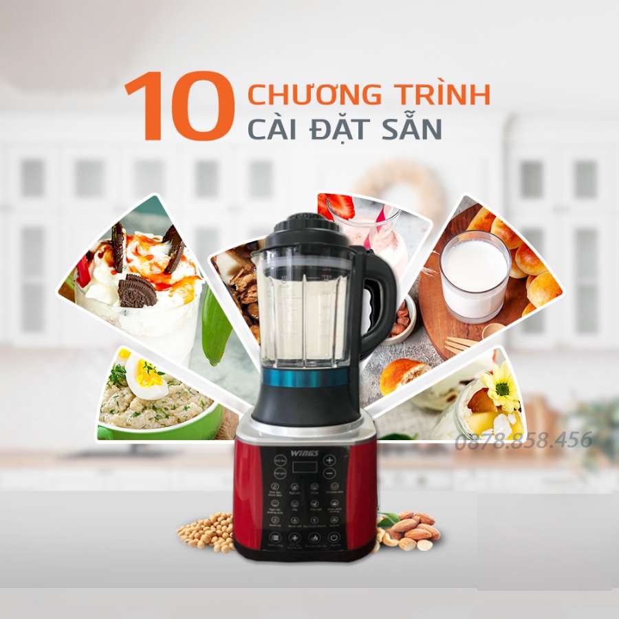 Máy làm sữa hạt WingS - Máy xay nấu đa năng - Công suất mạnh mẽ - Bảo hành 12 tháng