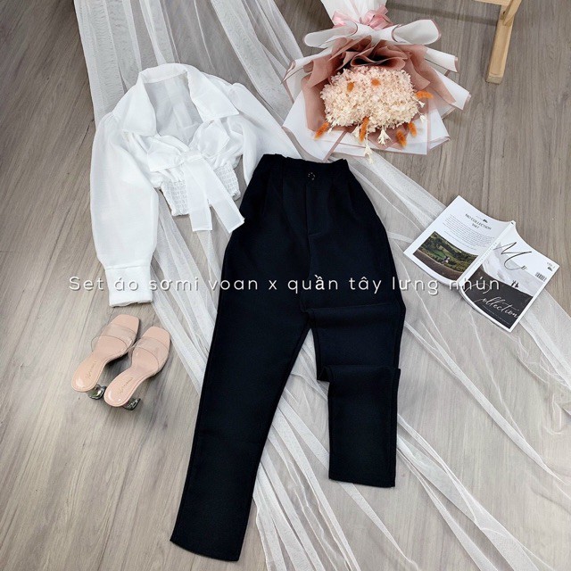 Quần tây lưng thun chất vải Kate dày dặn Free Size 42-54kg dành cho nữ công sở học sinh