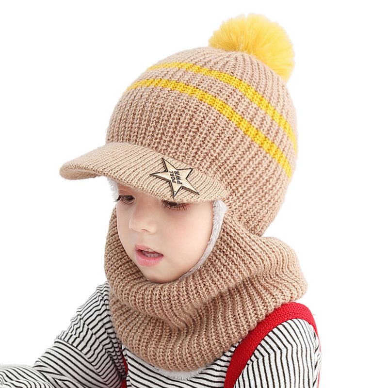 Mũ Beanie Lót Lông Cừu Giữ Ấm Mùa Đông Dành Cho Bé
