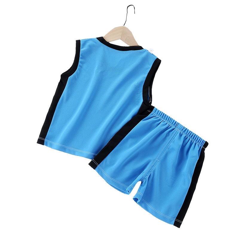 Set đồ thể thao không tay phối lưới thoáng khí nhanh khô phong cách Hàn Quốc kiểu mùa hè năng động cho bé