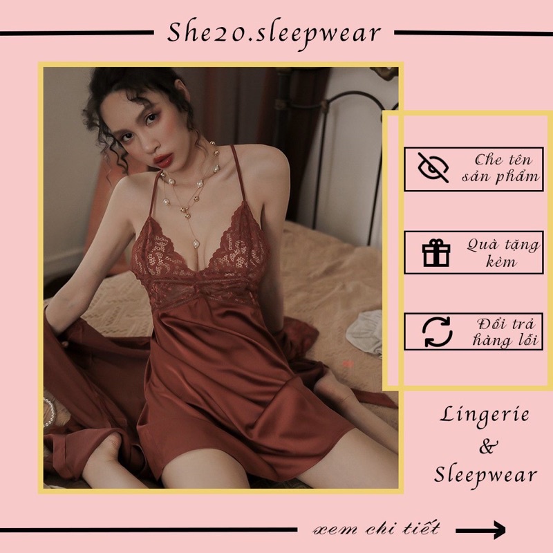 Váy ngủ nữ lụa đan dây chéo lưng hàng quảng châu cao cấp M112