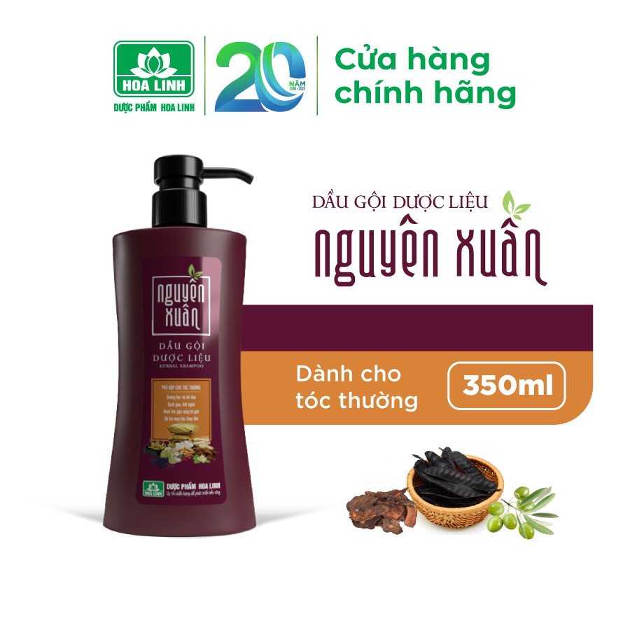 Dầu gội Dược liệu Nguyên Xuân nâu 350ml - Tóc thường (Khuyến mại thêm 35ml giá không đổi)