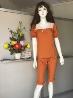 bộ lửng kate lụa cổ viền ren
