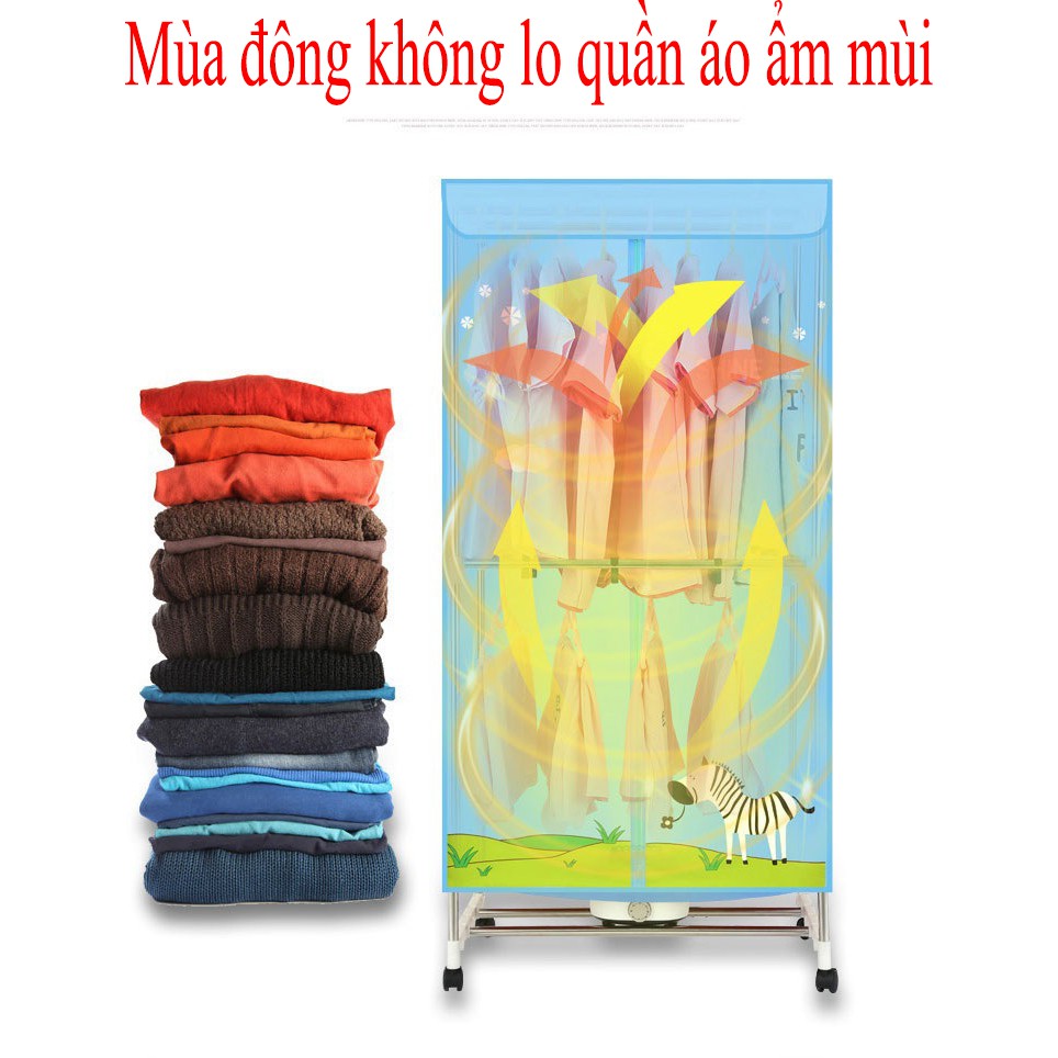 Tủ sấy khô quần áo siêu nhanh siêu tiện lợi gia đình, Máy sấy quần áo nhỏ kháng khuẩn, Đa năng 2 tầng chắc chắn