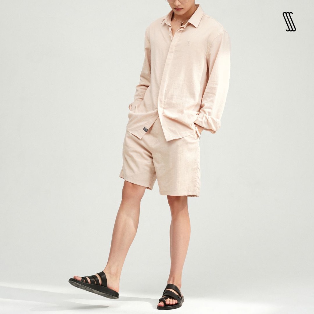 Quần short nam SSSTUTTER linen thoáng mát lưng chun BEI LINEN SHORTS