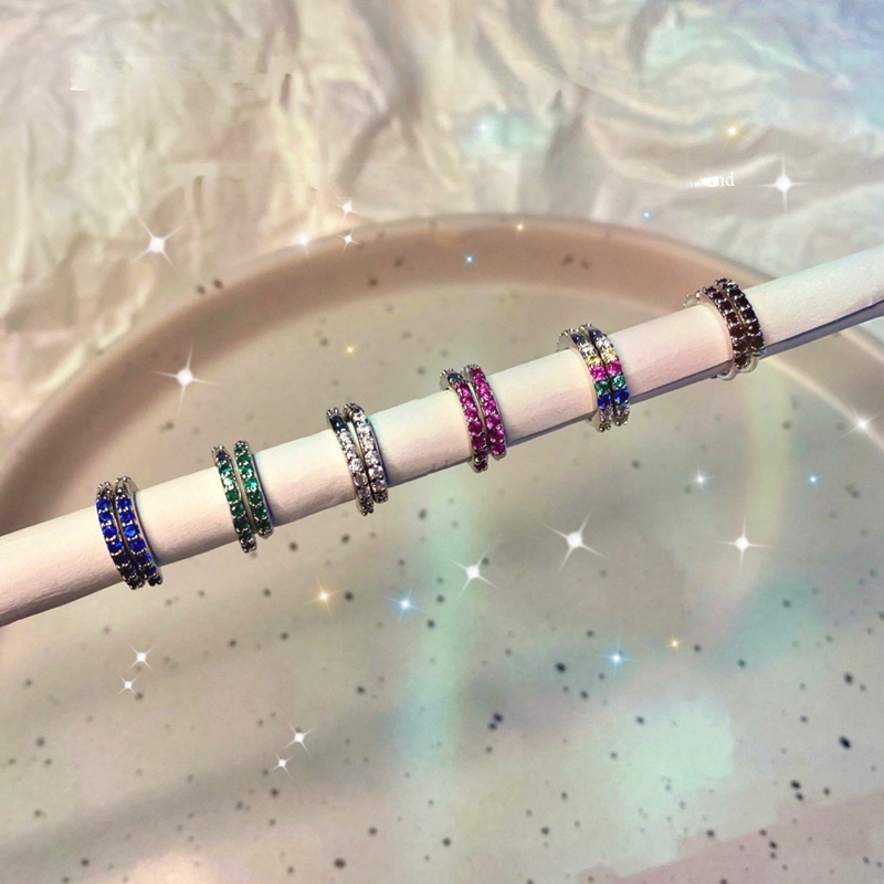 Khuyên Tai Đính Đá Nhiều Màu Sắc Phong Cách Hàn Quốc Cổ Điển Dễ Phối Đồ