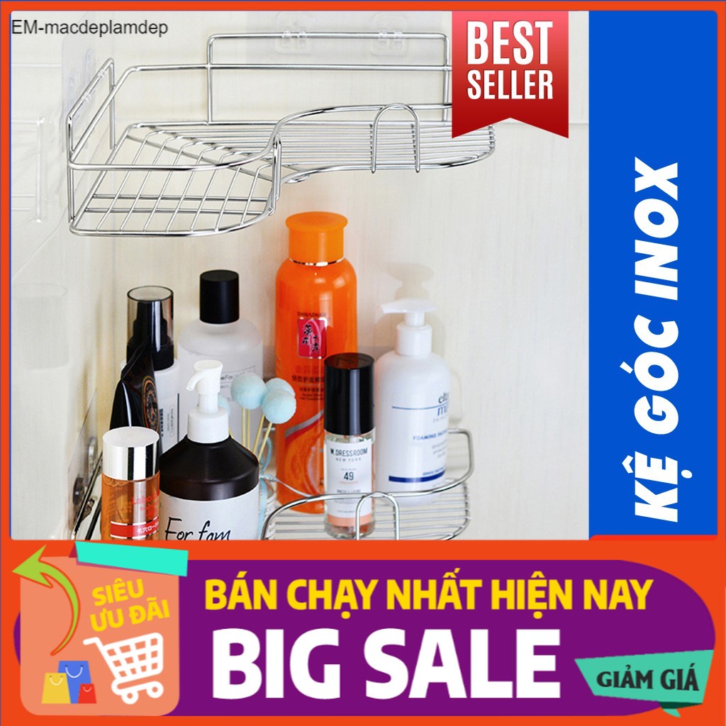 (1511) Kệ góc nhà tắm kệ để đồ phòng tắm dán tường, kệ nhà bếp tam giác inox chịu lực 10kg