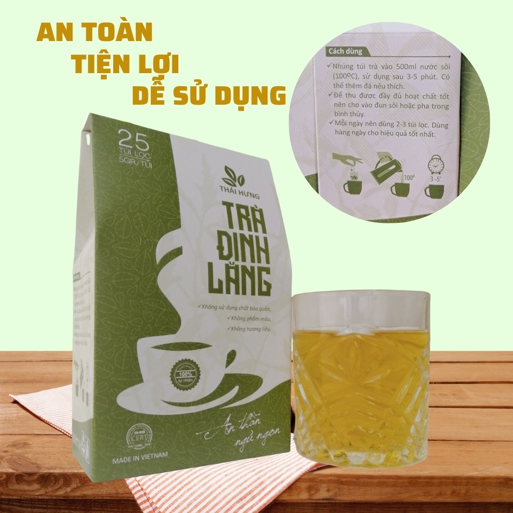 Trà Túi Lọc Đinh Lăng Thái Hưng, giúp An Thần Ngủ Ngon, Trà Thảo Dược Thiên Nhiên (25 túi lọc x 5g)