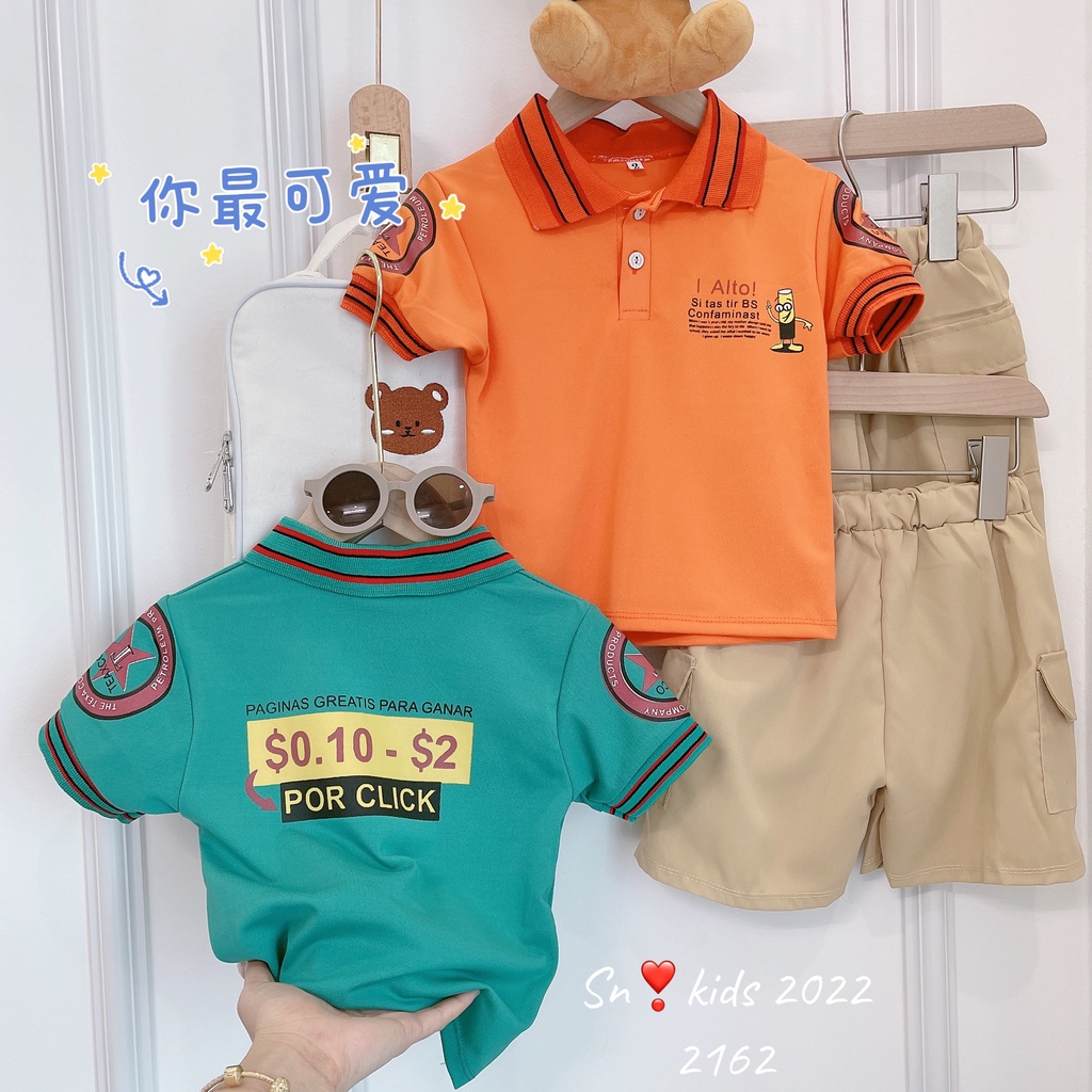 Quần áo bé trai, set bộ áo có cổ họa tiết ALTO kèm quần kaki mềm túi hộp cực chất cho bé
