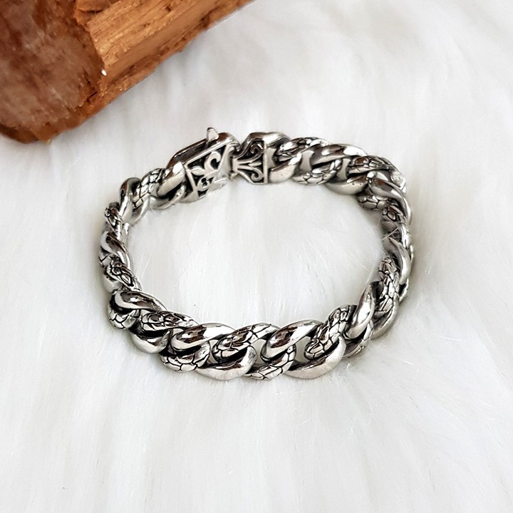 Lắc tay nam, lắc xích chạm hoa văn LZ1702.