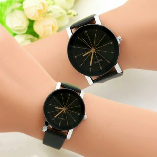 Đồng hồ cặp thạch anh dây da cực đẹp kèm hộp