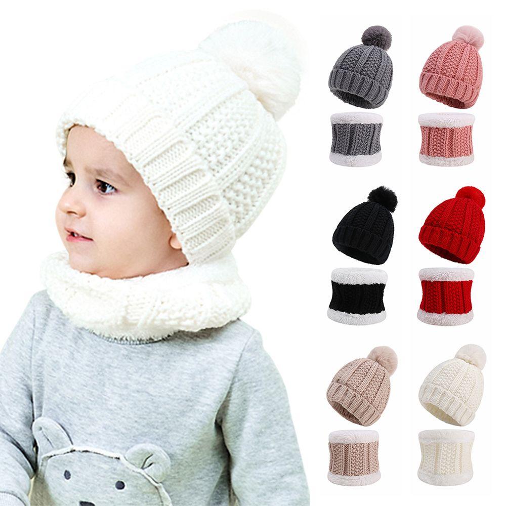 SUSANS Set Mũ Len Kèm Khăn Choàng Cổ Dày Dặn Giữ Ấm Cho Bé