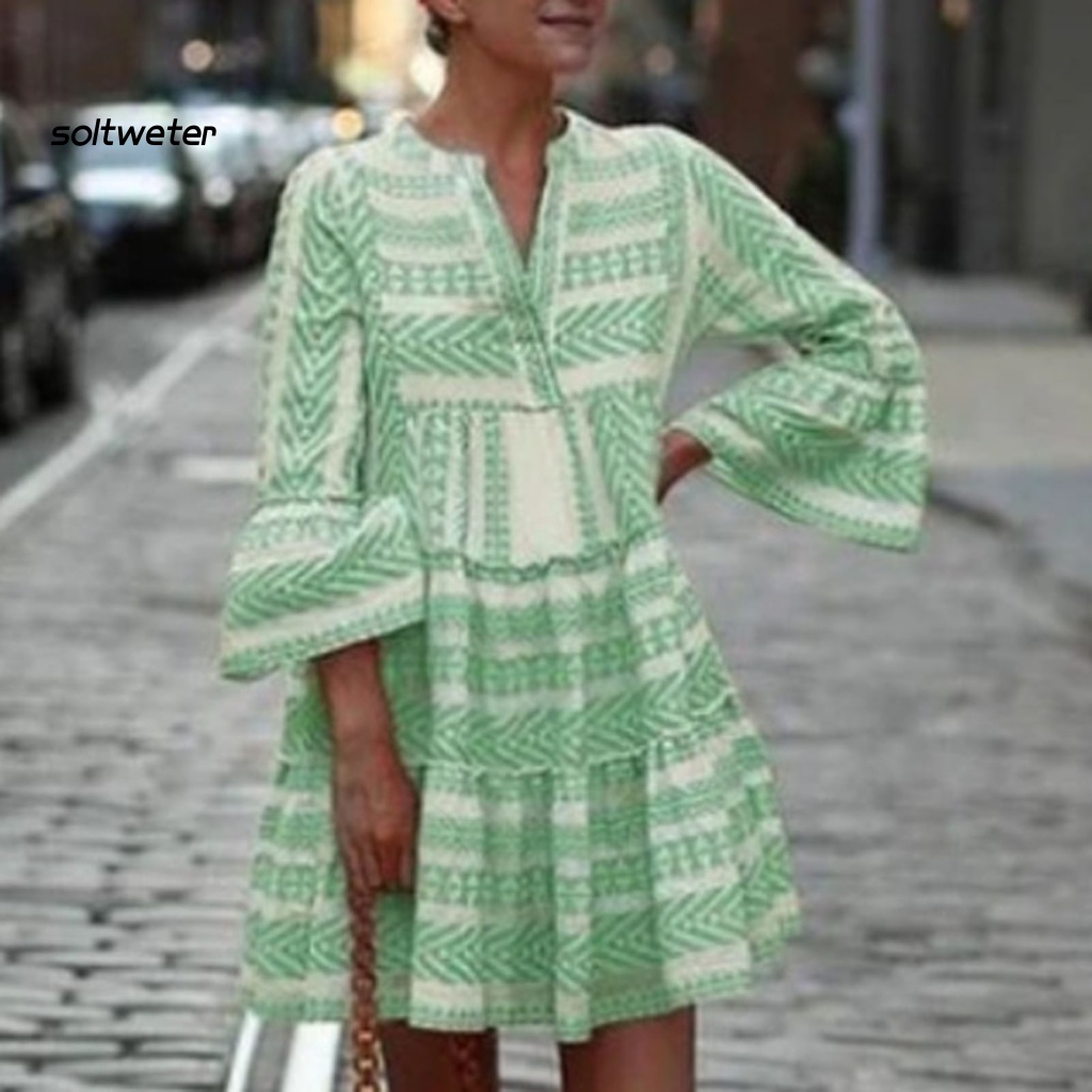 Đầm Chữ A Mini In Họa Tiết Thời Trang Mùa Hè Cho Nữ