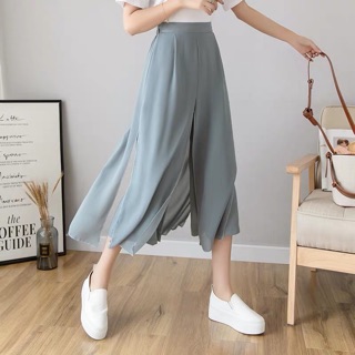 Quần culottes xẻ tà 2 lớp